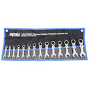 14PC METRIC QUAD DRIVE STUBBY FLEX-HEAD GEAR DRIVE WRENCH SET