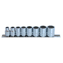8PC 3/8" DRIVE 12PT SAE SOCKET RAIL