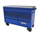 59" 13 Drawer Double Bank Toolbox Blue w/ Chrome Trim