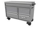 59" 13 Drawer Double Bank Toolbox Light Grey w/ Blue Trim