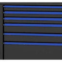 59" 13 Drawer Double Bank Toolbox Matte Black w/ Blue Trim