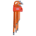 9PC TORX TAMPER-RESISTANT L-SHAPED BALL DRIVE HEX KEY SET - ORANGE