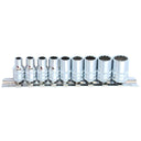 9PC 1/4" DRIVE 12PT SAE SOCKET RAIL