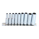 9PC 1/4" DRIVE 6PT SAE DEEP SOCKET RAIL