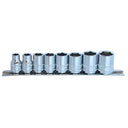 8PC 3/8" DRIVE 6PT SAE SOCKET RAIL
