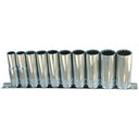 10PC 3/8" DRIVE 12PT METRIC DEEP SOCKET RAIL